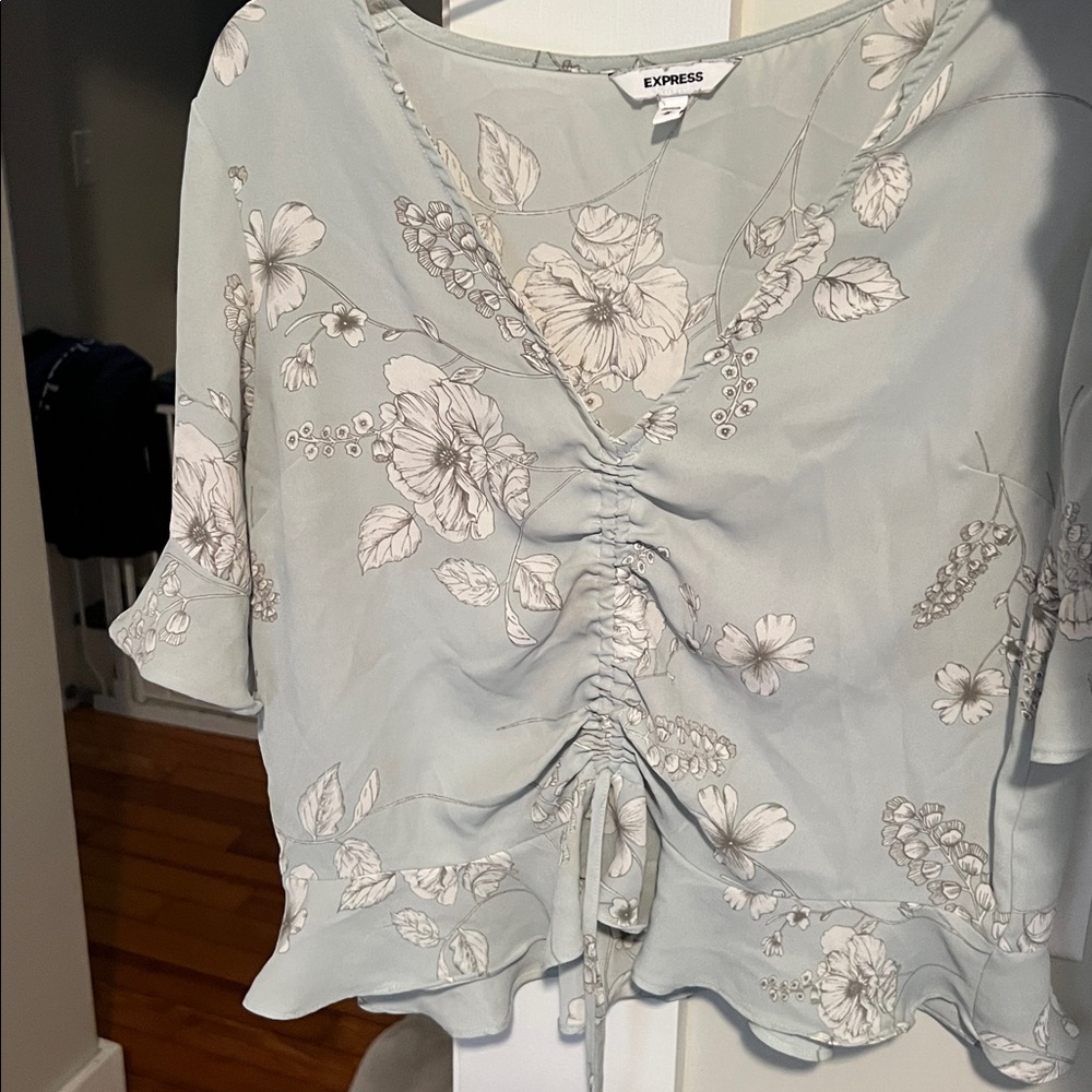 Express Light Blue Floral Top